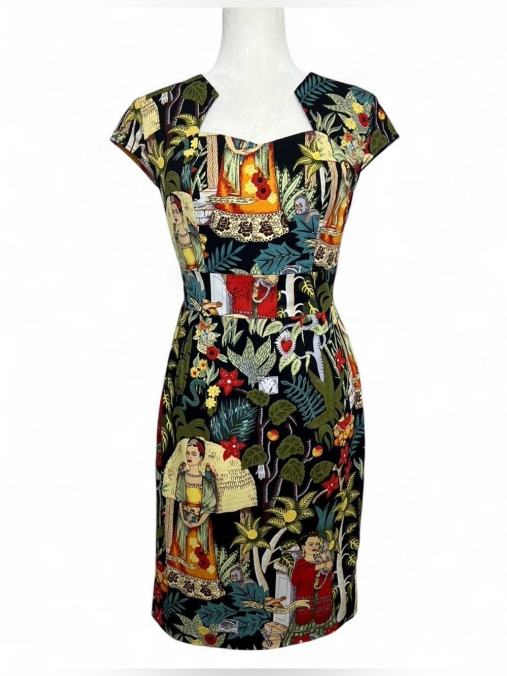 Grace Karin Frida Kahlo Tropical Print Pencil Retro Style Dress